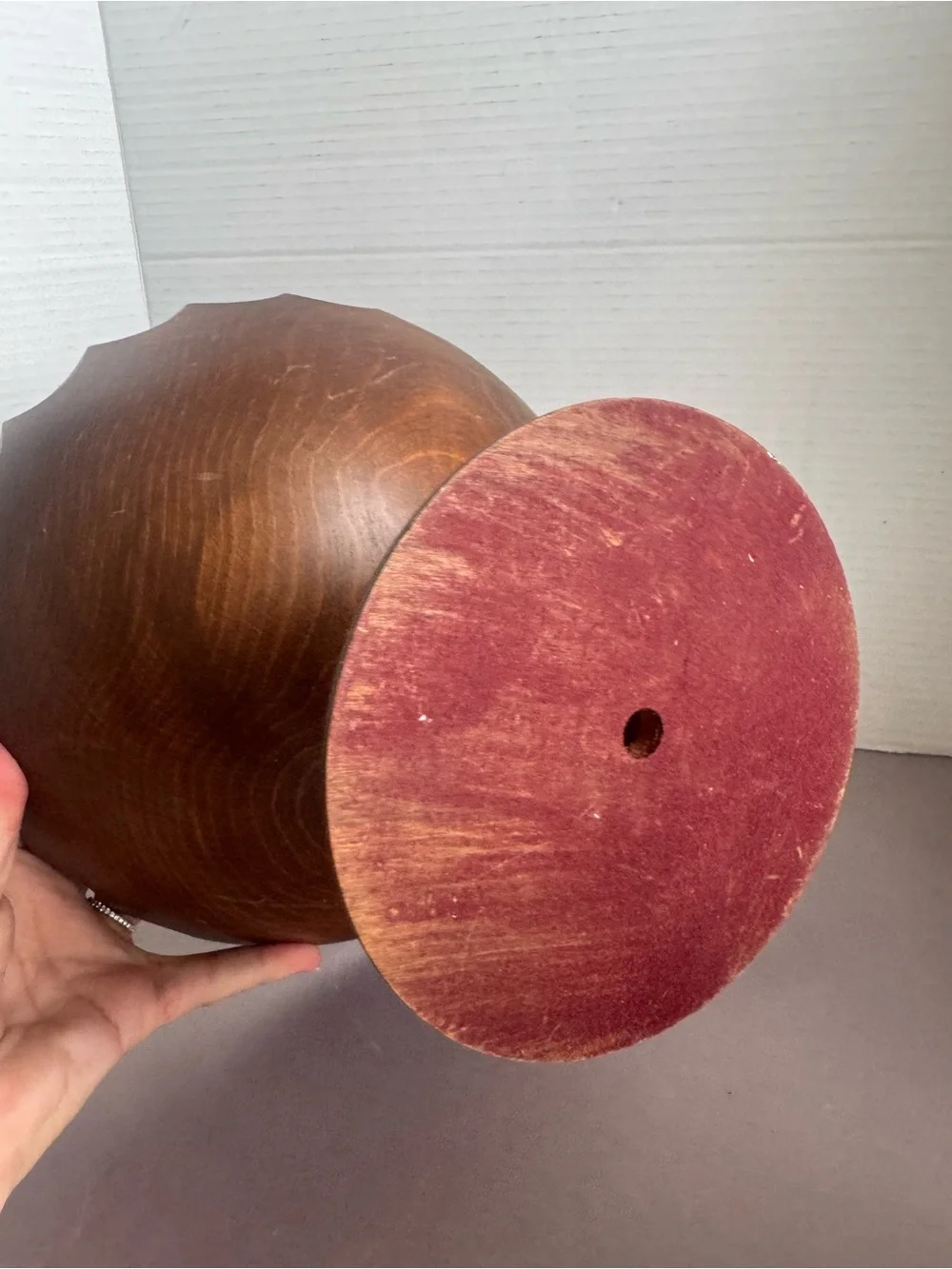 Wood Pedestal Bowl - Dark Brown Decorative Compote